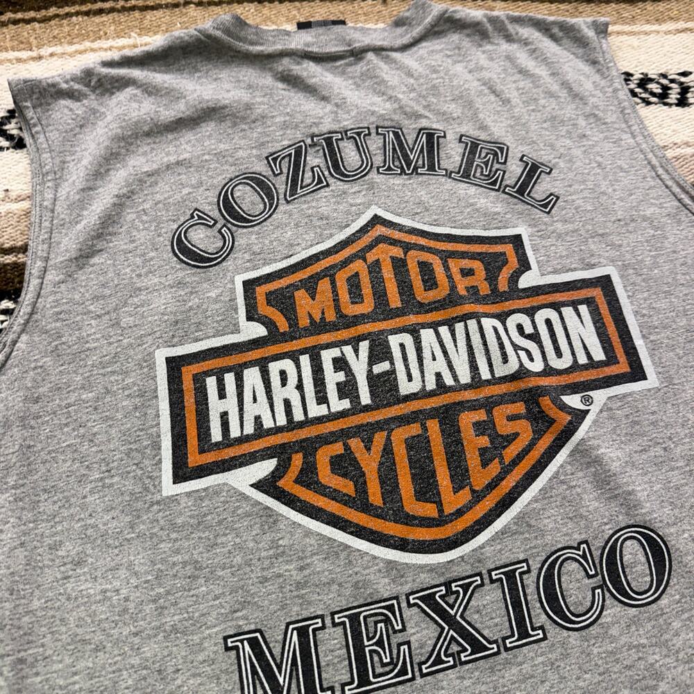 Vintage 2000's Harley Davidson Motorcycles Cozumel Mexico Biker Tank Top Shirt L - Picture 7 of 11